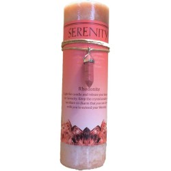 Serenty Crystal Energy Candle with Rhodonite Pendant