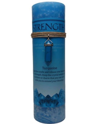 Strength Crystal Energy Candle with Turquoise Pendant