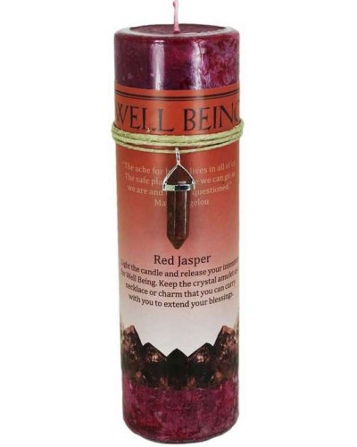 Well Being Crystal Energy Candle with Red Jasper Pendant