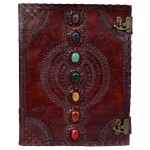 7 Chakra Stones Leather Blank Journal - 13 Inches