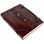 7 Chakra Stones Leather Blank Journal - 13 Inches