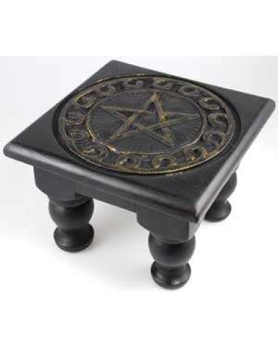 Pentacle Carved Wood Altar Table