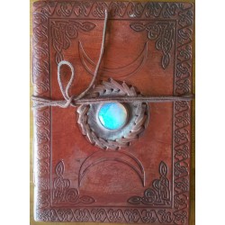 Triple Moon Gemstone Leather 7 Inch Journal
