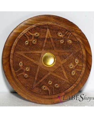 Wood Pentacle Incense Burner